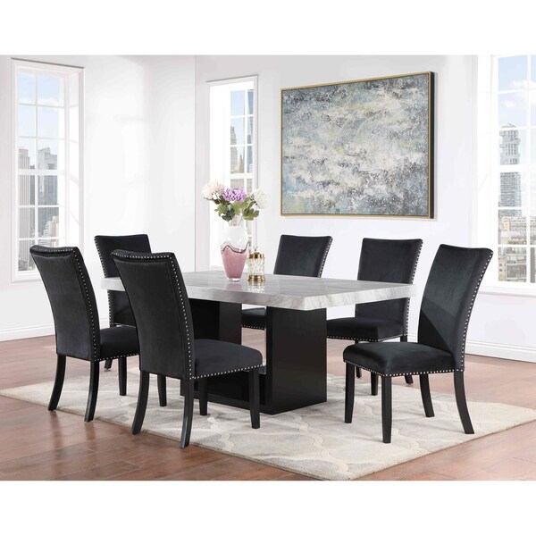 Global Furniture Usa Transitional Paper, Velvet D02 Dining Table + D03Dc Black 4504 - main
